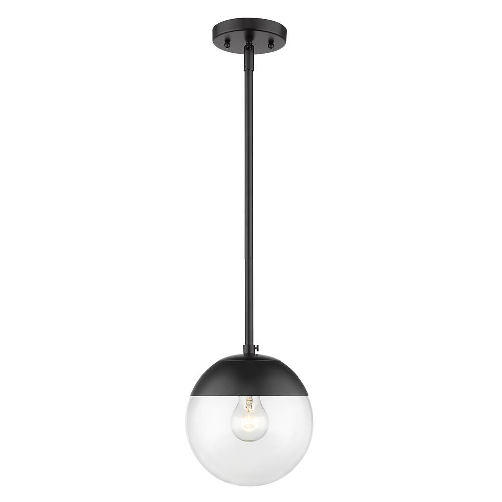 Golden Lighting 3219-S BLK-BLK Dixon Small Pendant in Black with Clear Glass and Black Cap